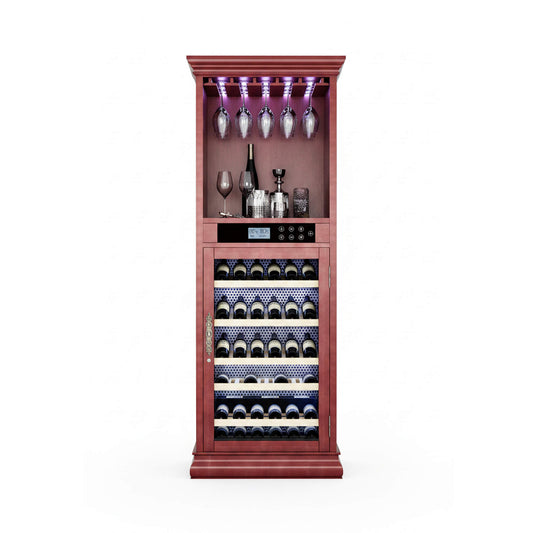 Nuvia 56-Bottle 7.5 Cu.Ft Single-Zone Multi-Tiered Wooden Wine Cooler Cabinet With Humidity And Temperature Controls (SAK73195)