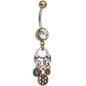 Antiqued Brass Steampunk Padlock Heart and Gears Dangle Belly Ring