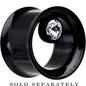 9/16 Black IP Clear CZ Double Flare Screw Fit Tunnel