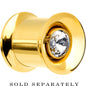 0G Gold IP Clear CZ Double Flare Screw Fit Tunnel