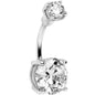 Clear Double Gem Elegant Belly Ring