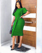 Feifei sleeve plus size round neck dress