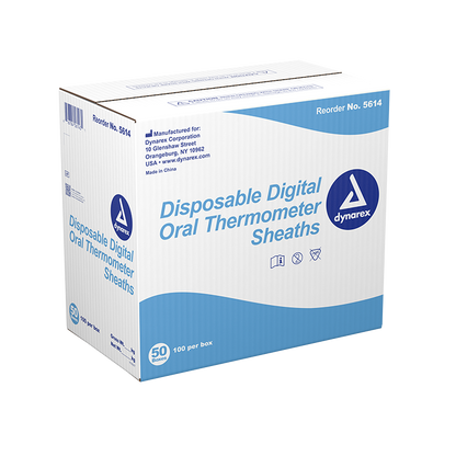 Dynarex Disposable Digital Oral Thermometer Sheaths - 100ea/bx, 50bxs/cs (5000 Count)