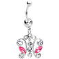 Clear Pink Gem Tokyo Lace Butterfly Dangle Belly Ring
