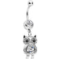 Clear Gem Burrowing Owl Dangle Belly Ring