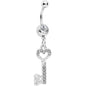 Clear Gem Key to Unlock Love Dangle Belly Ring