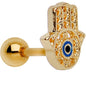 Gold Plated Stainless Steel All-Seeing Hamsa Tragus Cartilage Earring