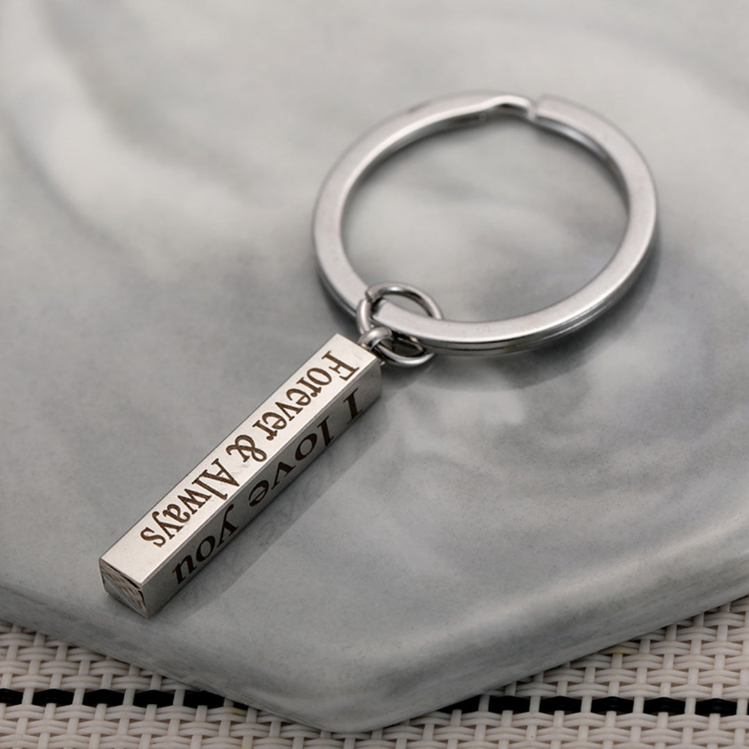 Creative Rectangular Double-sided Engraved Keychain Three-dimensional