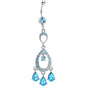 Aqua Cubic Zirconia Infinity Hoop Chandelier Belly Ring
