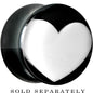 9/16 Black Acrylic White Heart Saddle Plug