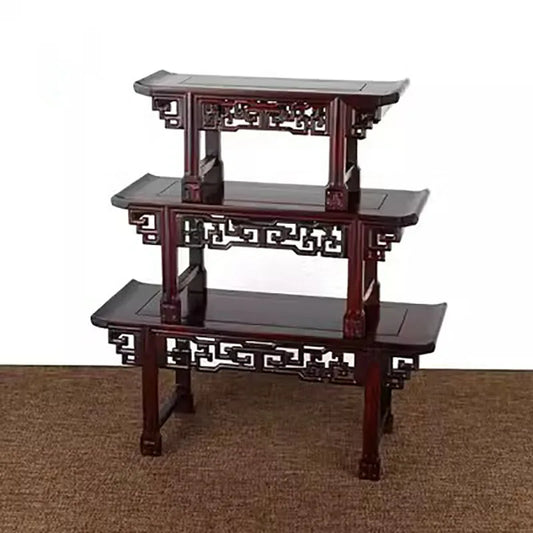 Small Mahogany Buddha Table, Solid Wood Vase / Bonsai Base, Miniature Raised Head