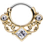 16G 3/8 Gold IP Clear CZ Lahori Palace Septum Clicker