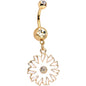 Clear Gem Gold Anodized White Floating Flower Dangle Belly Ring
