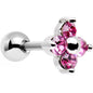 16G 1/4 Steel Quad Pink Gem Cartilage Tragus Barbell Earring