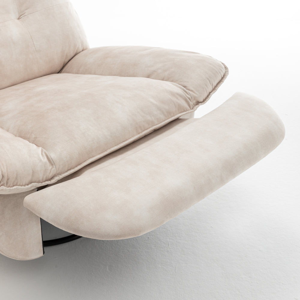 Ivory Gold-Stamped Velvet Recliner – Swivel Glider, 150° Recline & Detachable Phone Holder