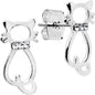 Clear Gemmed Collar Kitty Cat Stud Earrings