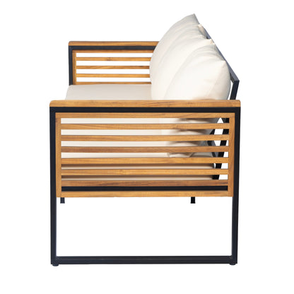 Outdoor Sofa Set 4 Piece Acacia Wood Steel Modern