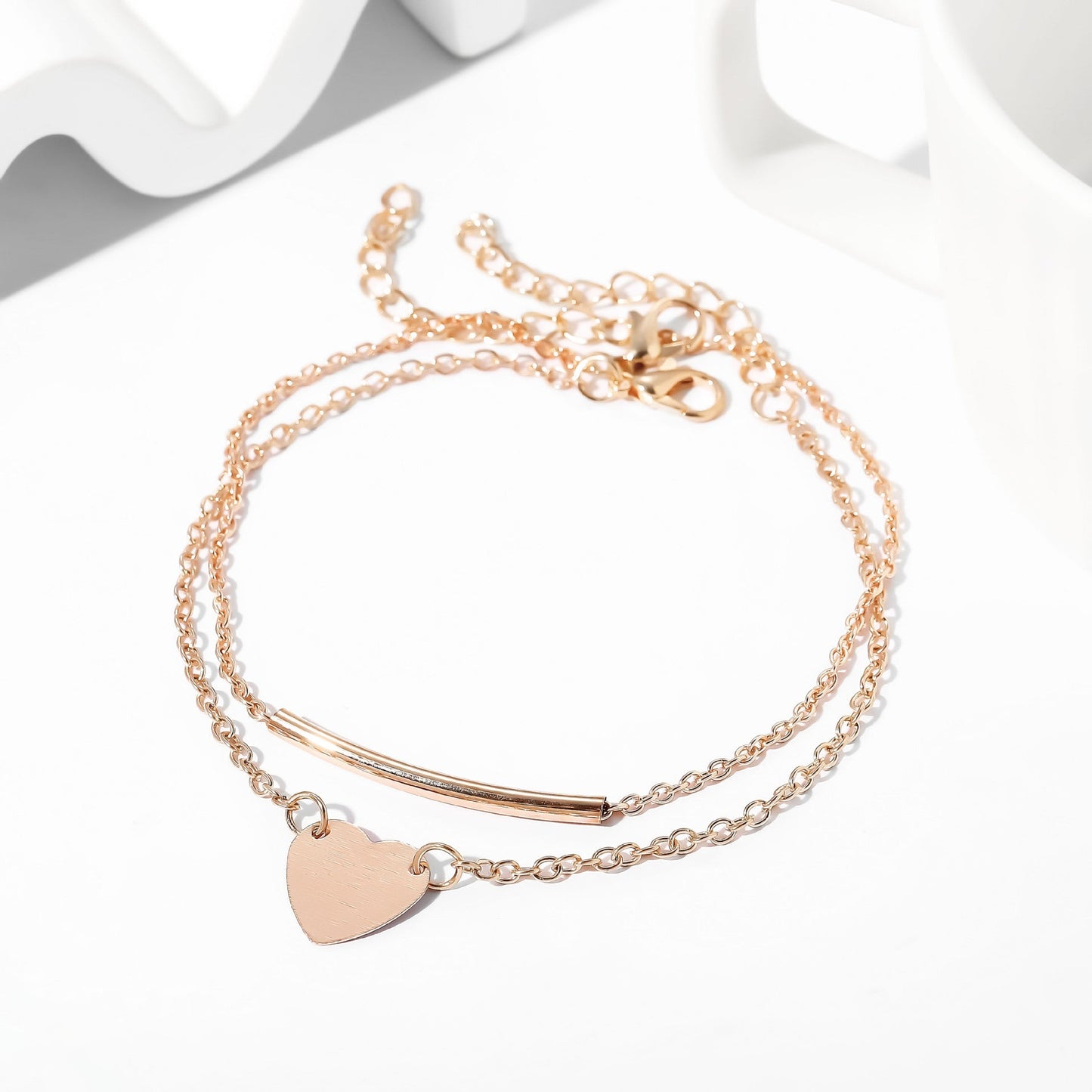 Fashionable Multi-Layer Square Gold Anklet