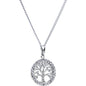 Stainless Chain Clear Gem Tree of Life Medallion Pendant Necklace