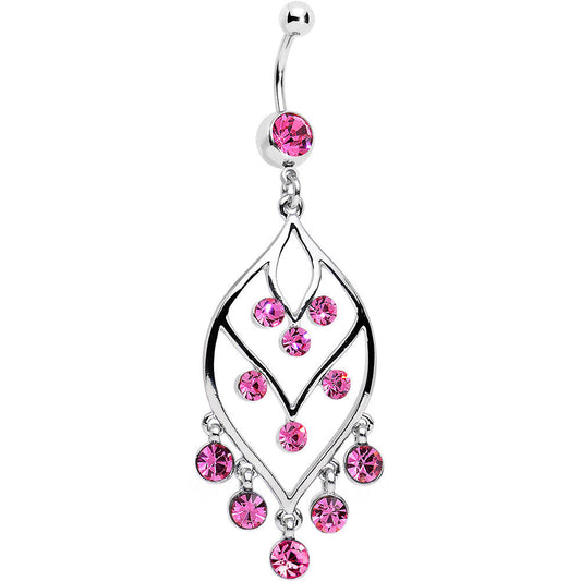 Pink Gem Victorian Chandelier Dangle Belly Ring