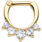 14G Gold Plated Golden Penta Clear Gem Septum Clicker