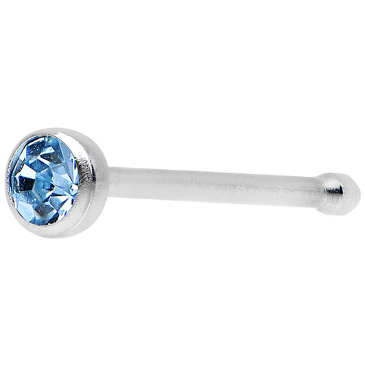 22G Press Fit Aqua Gem Stainless Steel Nose Bone