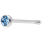 22G Press Fit Aqua Gem Stainless Steel Nose Bone
