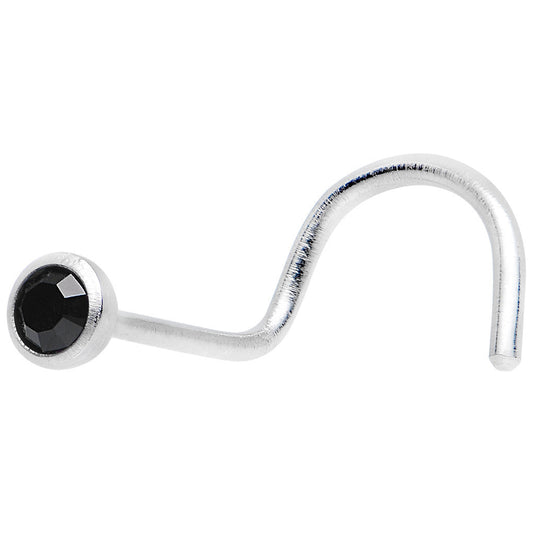 22G Press Fit Black Diamond Gem Stainless Steel Nose Ring