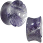 3/4 Natural Amethyst Stone Carved Flower Saddle Plug Set