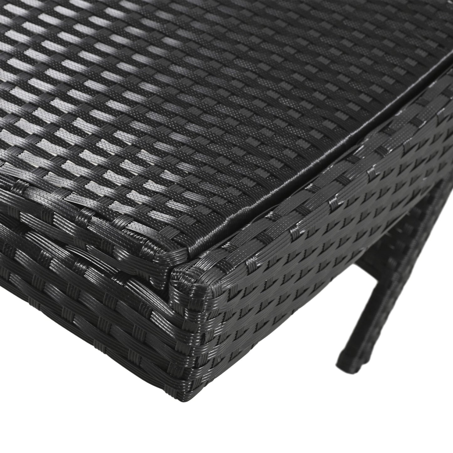 2-Piece Wicker Chaise Lounge Set w/ Pull-Out Table 5-Position 470lb