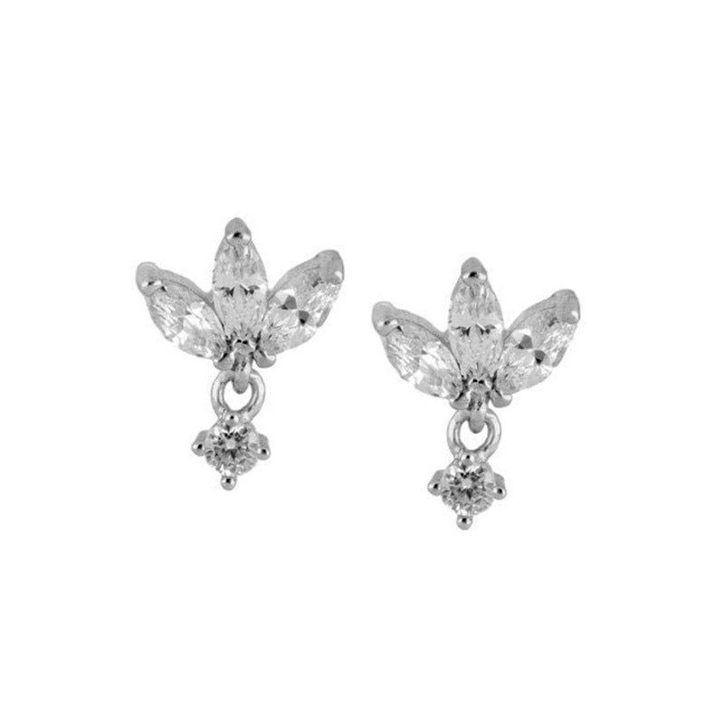 S925 Silver Needle Stud Earrings With Zircon Butterfly Design
