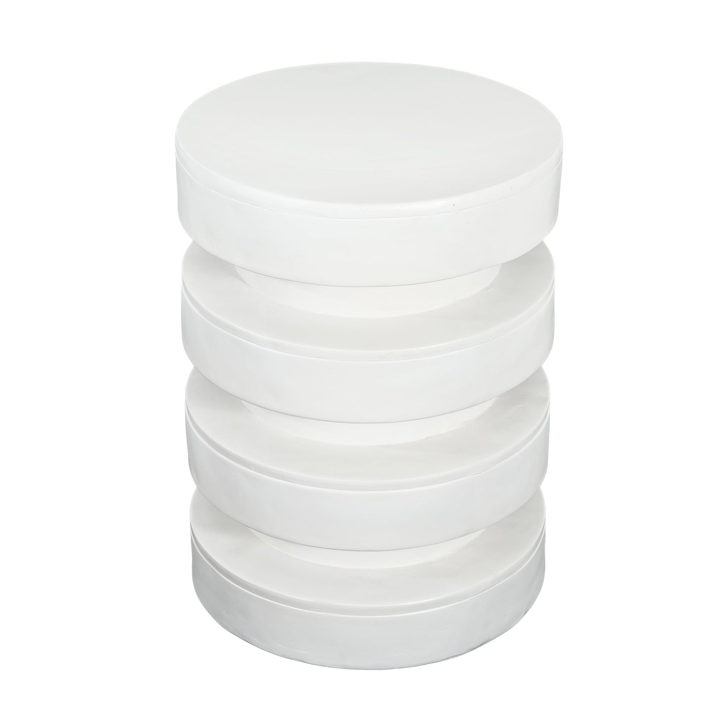 MGO Round Side Table, 3-Tier Design, Indoor Outdoor, 14.2x19.4 in, White