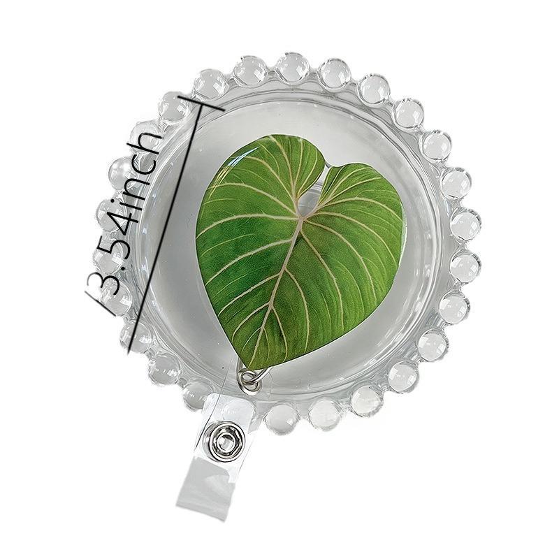 Rotating Leaf Acrylic Epoxy Work ID Badge Employee ID Card Alligator Clip