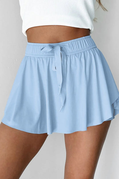 Drawstring High Waist Lined Active Skorts