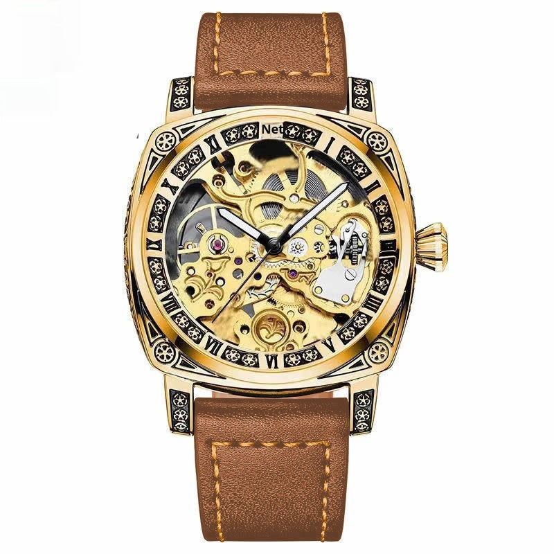 Relief-cut Hollowed-out Fully Automatic Mechanical Watch For Men