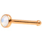 Rose Gold IP 2mm White Imitation Opalite Stone Nose Bone