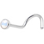 Stainless Steel 2mm White Imitation Opalite Stone Nose Screw