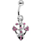 Pink Gem Caravelle Anchor Belly Ring