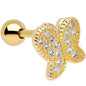 16G Gold Anodized Stainless Steel CZ Butterfly Tragus Earring