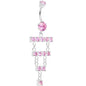 925 SilverPink CZ Chandelier Ladder Style Dangle Belly Ring