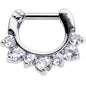 14G 5/16 Seven Clear Cubic Zirconia Septum Clicker