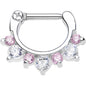 14G 5/16 Seven Pink and Clear Cubic Zirconia Septum Clicker