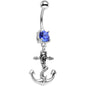 Royal Blue Gem Mermaid's Anchor Dangle Belly Ring
