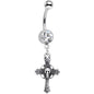 Clear Gem Very Vintage Cross Dangle Belly Ring