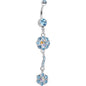 Blue Gem Double Trouble Flower Dangle Belly Ring