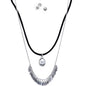 Burnished Silver Clear Necklace and Stud Earring Set