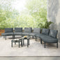 Outdoor Patio Set Half Moon Wicker Aluminum Gray 8 Piece 2 Tables