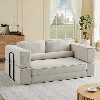 Sectional Sofa Modular Suede Khaki 4 Seat Deep Seat Configurable