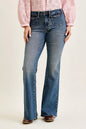 Judy Blue Mid Rise Flare Jeans with Front Flap Pockets