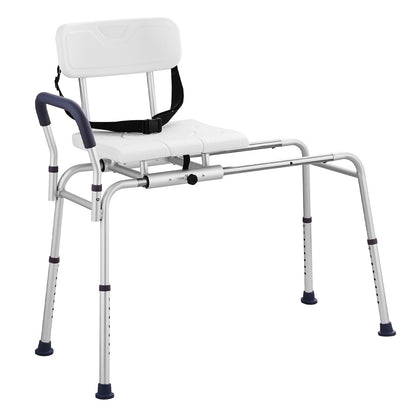 Transfer Bench Sliding Shower Chair Aluminum 400lb Reversible